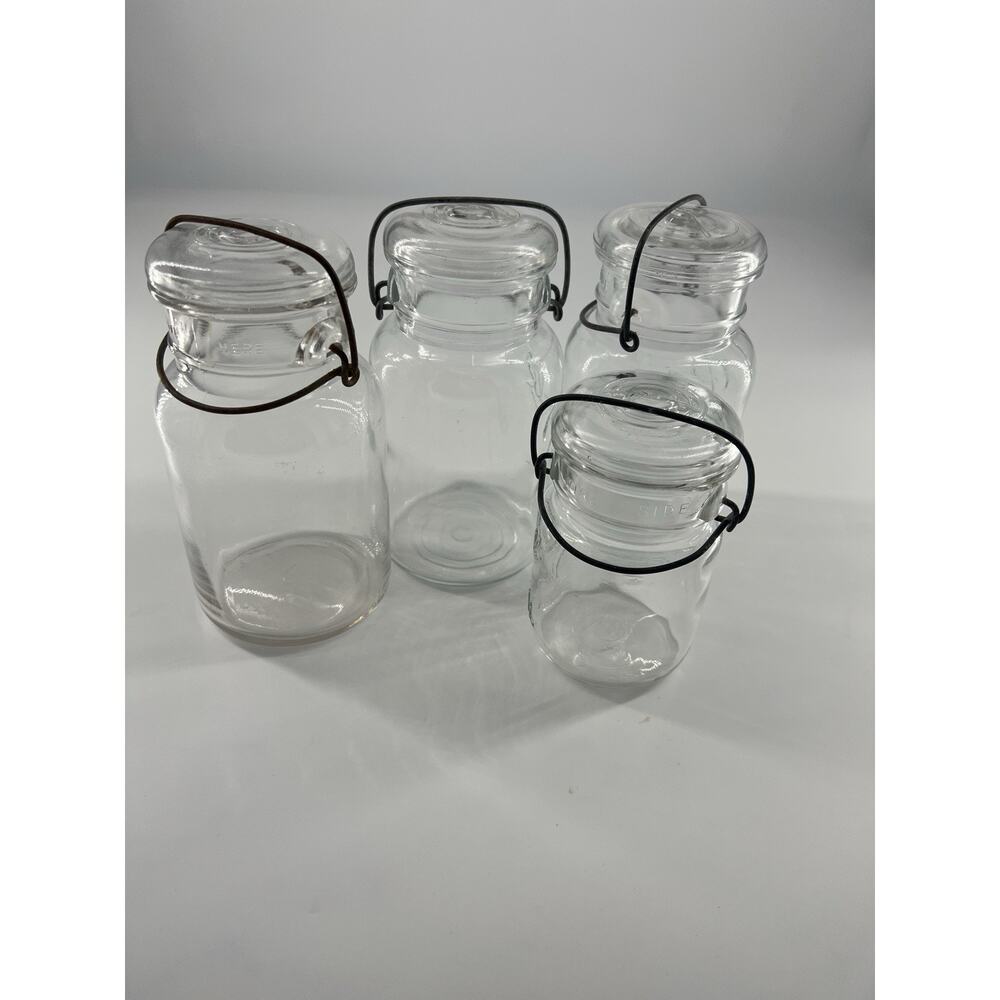 Vintage Hazel Atlas Canning Jars Clear Glass Several Sizes Wire Bail & Lid